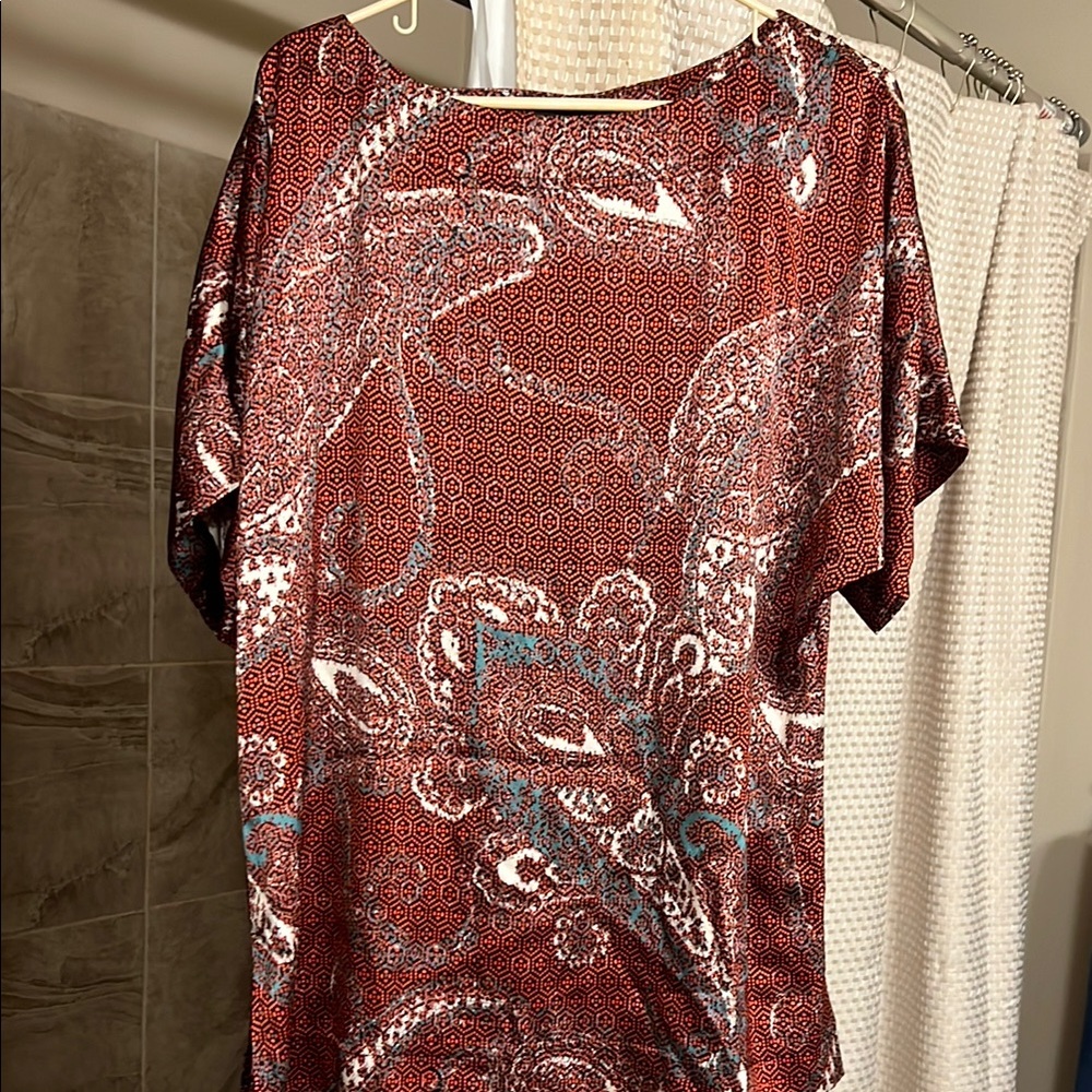 St. John Red Patterned Top - Picture 3 of 4